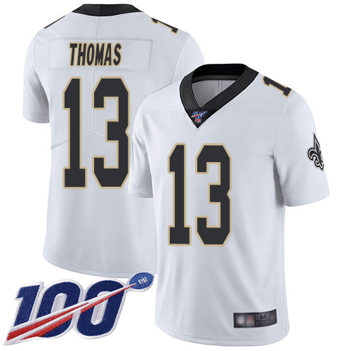 Men New Orleans Saints Limited White Michael Thomas Road Jersey NFL Football #13 100th Season Vapor Untouchable Jersey->women nfl jersey->Women Jersey